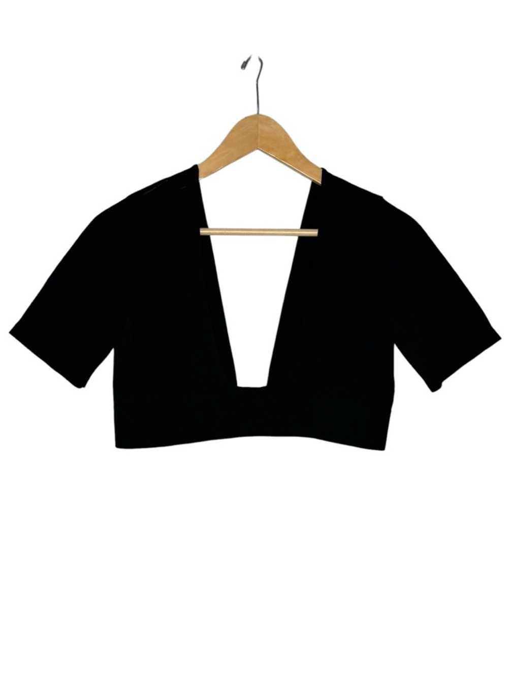 Prada Deep V Plunge Stretch Knit Crop Top Micro Cardigan L/ XL - Picture 2 of 8